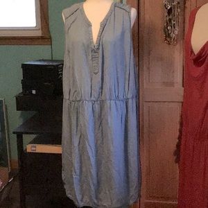 Chambray Shirt Tail Hem Dress
